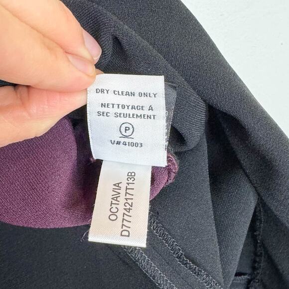 DIANE VON FURSTENBERG Octavia dress color block long sleeve purple black - Picture 8 of 11